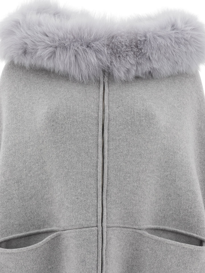 Giovi Wool And Cashmere Poncho Jackets and Coats - Grey | 6102959403303679850b6360eac41ce84471f2b9
