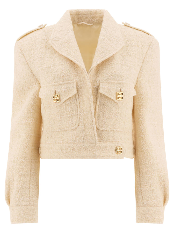 Givenchy Short Tweed Jacket With 4g Detail Jackets and Coats - White | 6915c0c350069cf144d0e43ab414fd57b1c4246e