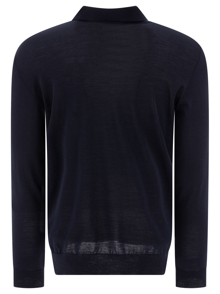 Golden Goose Wool Long-Sleeved Polo Shirt Polo shirts - Blue | 0c122de1c8cf3cb3cb711cbdb6632b032ee06920