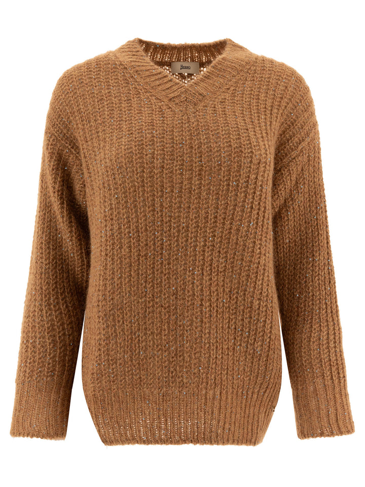 Herno Sweater With Sequins Knitwear - Brown | e02832d0f1d9dfbeb37b849612ab1ae36d8c5301