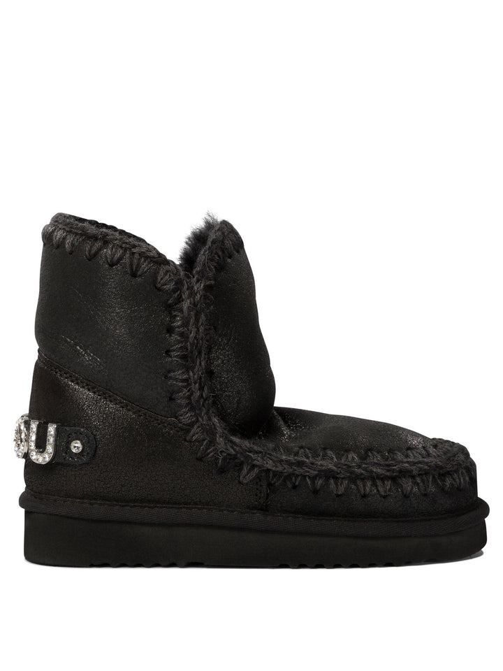 Mou Eskimo 18 With Rhinestones Logo Ankle Boots - Black | 46d4ba77abaa9b6b97449d4ac709143c36b22e73