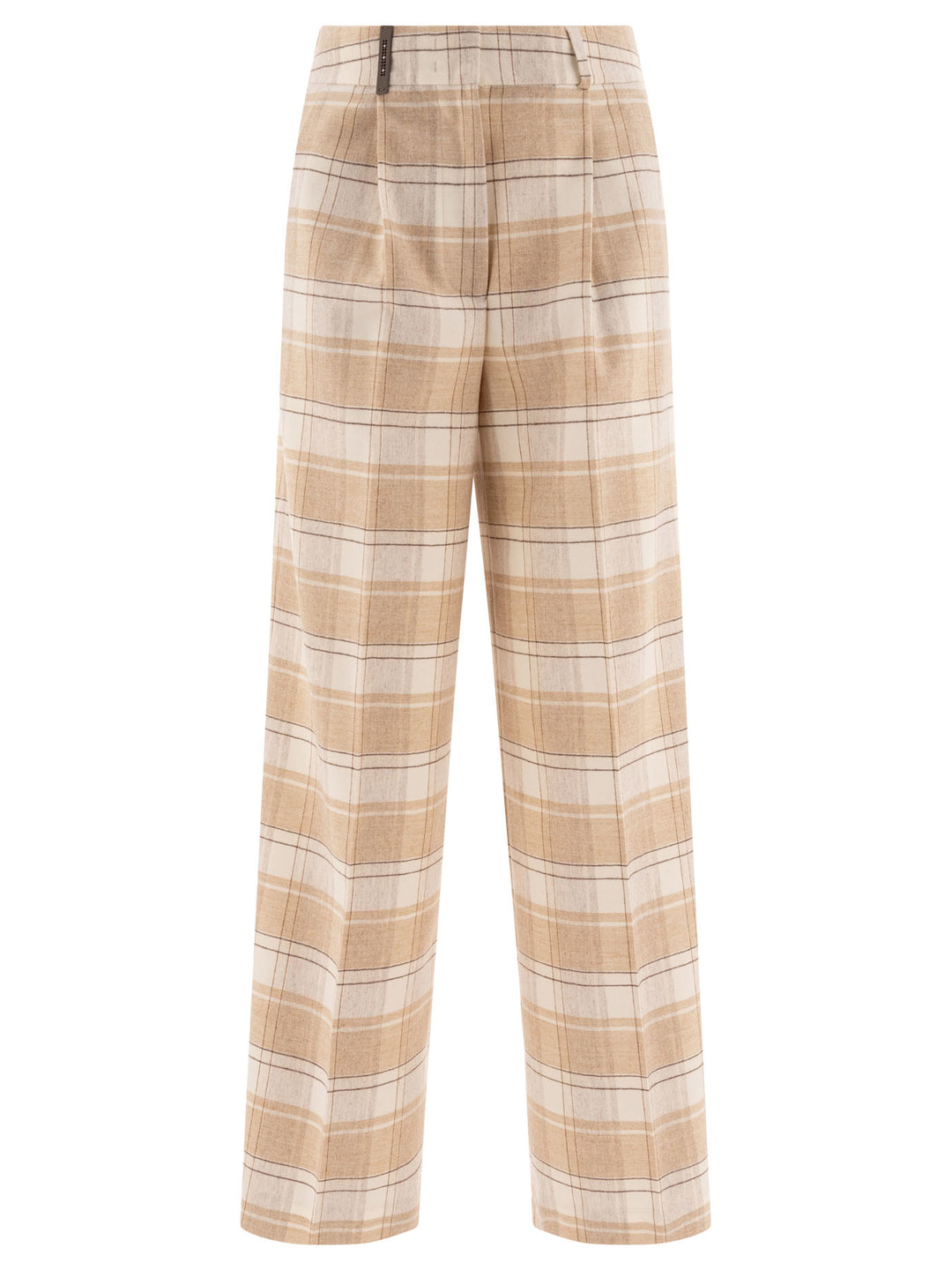 Peserico Check Wool Trousers - Beige | be9166b9d7fcbbaa7d86e5b7d4b445ffd990fa7f