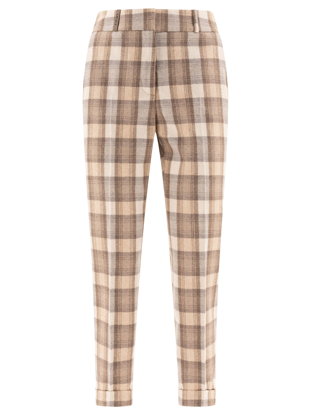Peserico Check Wool Trousers - Beige | 6de5547fb8dfbd32e7c6ef51bca24234d112b21e