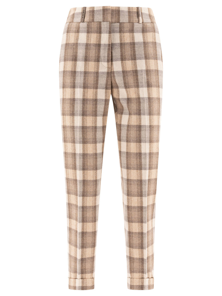 Peserico Check Wool Trousers - Beige | 6de5547fb8dfbd32e7c6ef51bca24234d112b21e