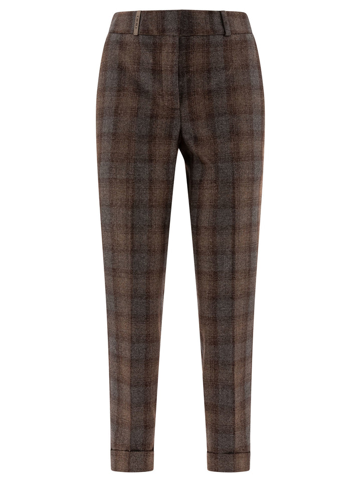 Peserico Check Wool Trousers - Brown | 0e3e45b9e9352a22766ad356c3d6c527e6b63248