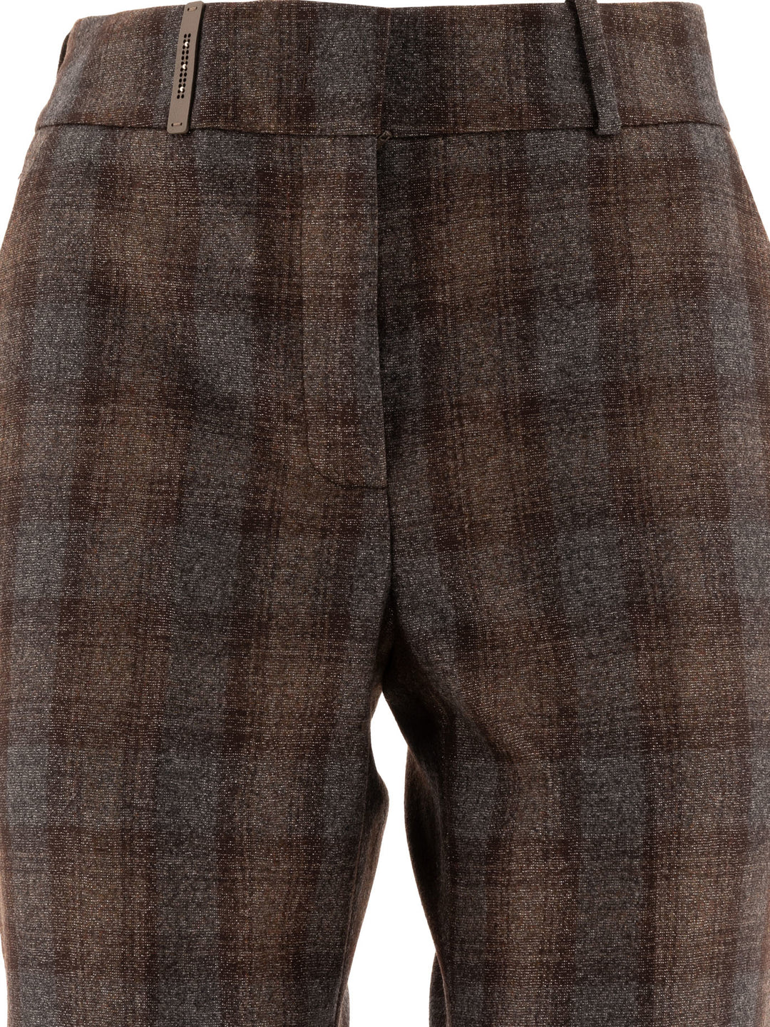 Peserico Check Wool Trousers - Brown | 14049f9c07b39dbb281e721ad8782369bbec66e4