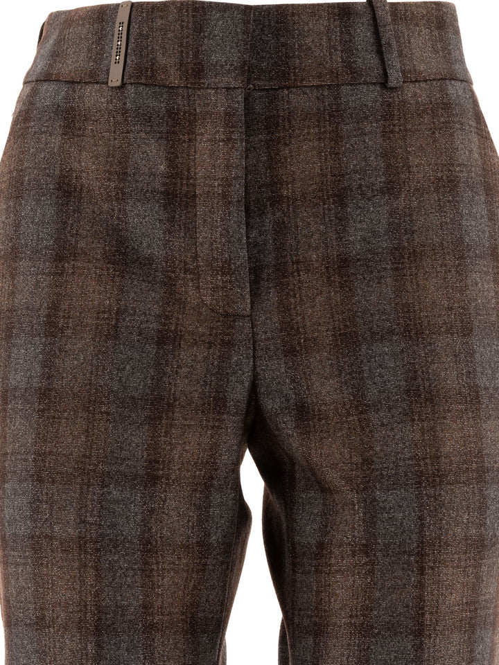 Peserico Check Wool Trousers - Brown | 14049f9c07b39dbb281e721ad8782369bbec66e4