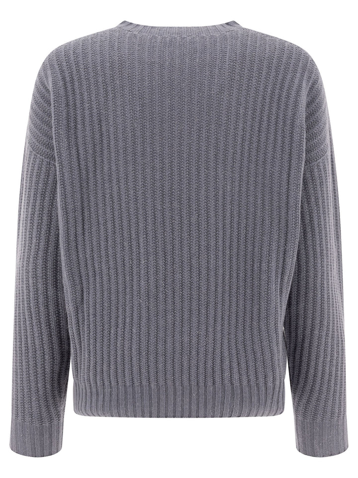 Peserico Lamé Sweater Knitwear - Grey | f7c9f14872e8d2f5c245b3536bba05e48e3dc2be