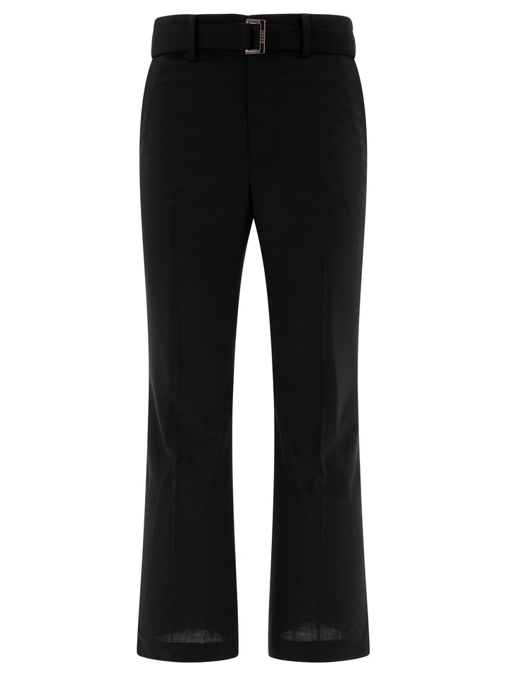 Sacai Belted Trousers - Black | d2a88ab31e04a89e5a1791cdb84ade46b0c6f9c1