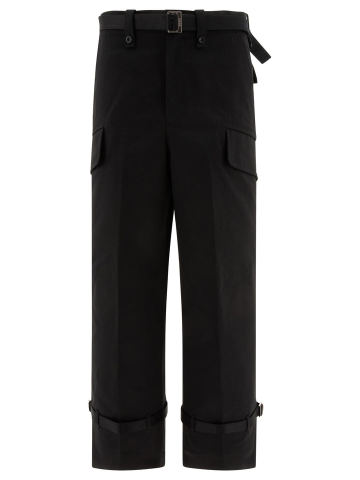 Sacai Belted Trousers - Black | 33b59f64a68ab349d6cc44a0c40e0384a645a204