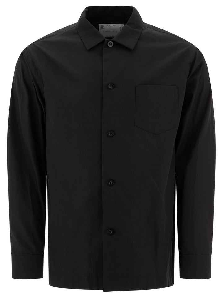 Sacai Shirt With Pocket Shirts - Black | 314b52a6554a4f386b255c854340e2a934eeb11a