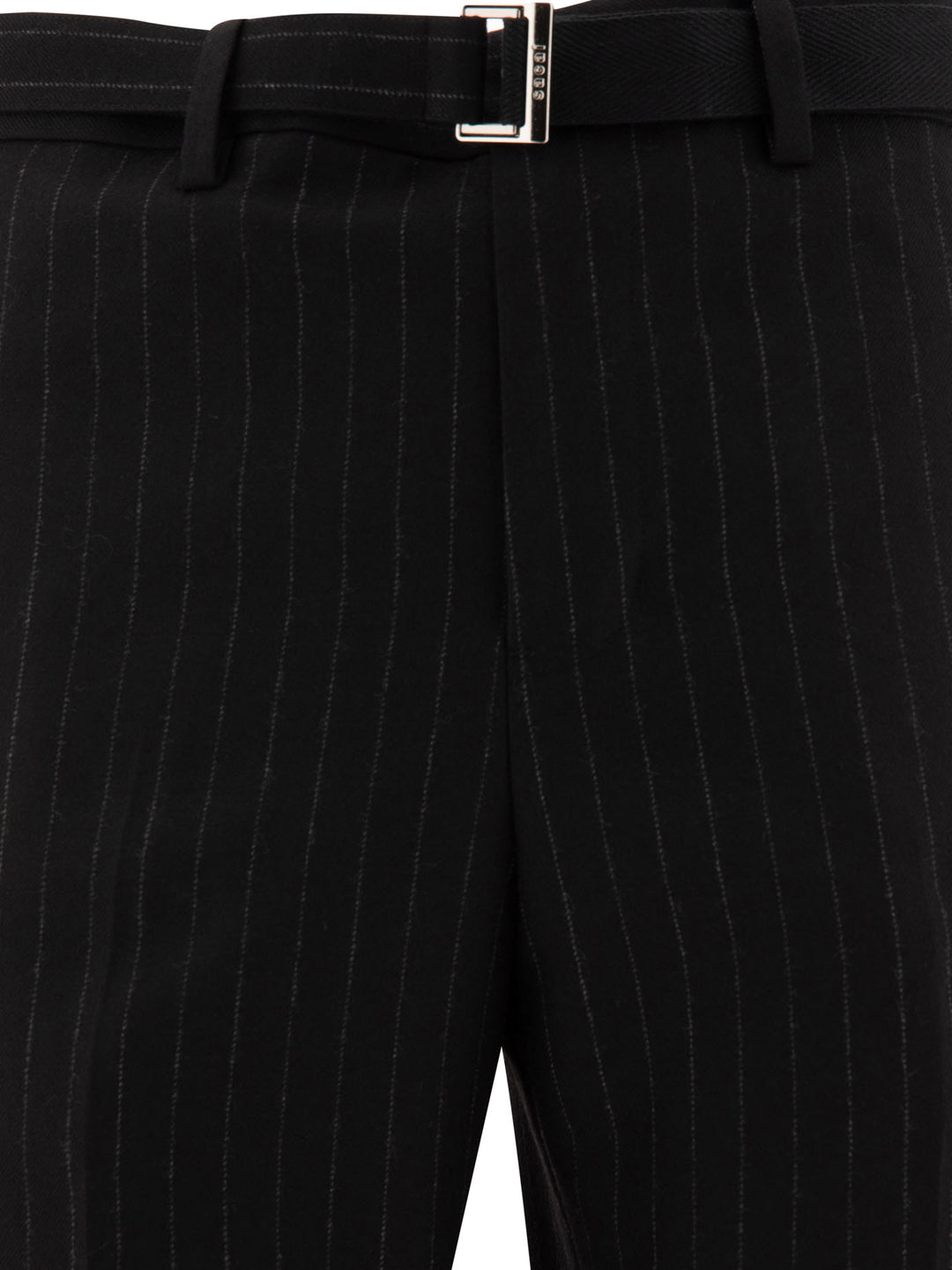 Sacai Pinstriped Trousers - Black | 3507868643a3f9a7e30d14f158977adc65f94dca