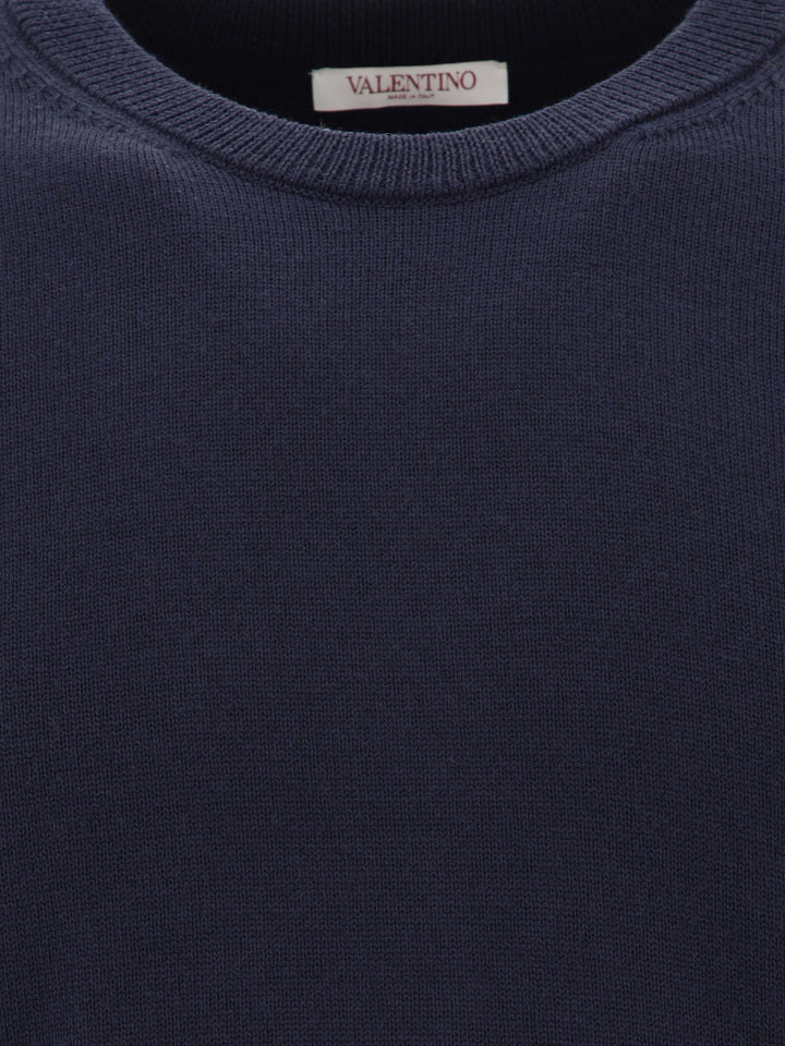 Valentino Sweater With Rubberised V Detail Knitwear - Blue | 47cd54cdee1083fe71c391194bb1cbed1b4f9d5f