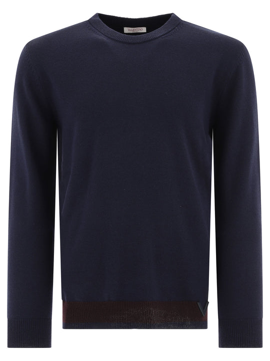 Sweater With Rubberised V Detail Knitwear Blue
