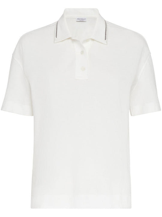 Piquet Polo Shirt With Monili Polo Shirts White