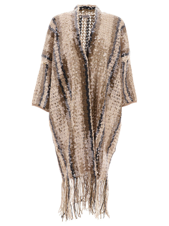 Jute And Cotton Cardigan Knitwear Gold