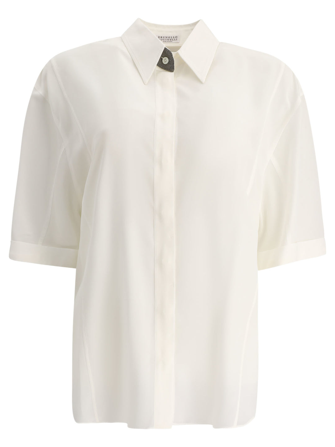 Brunello Cucinelli Crepe De Chine Shirt With Precious Buttonhole Shirts - White | 3f6dfffe162479505ff5990bf65d6087ef189bb4