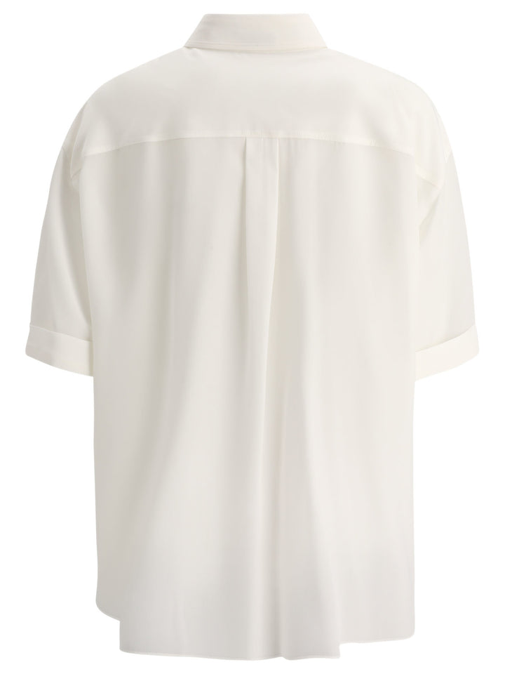 Brunello Cucinelli Crepe De Chine Shirt With Precious Buttonhole Shirts - White | 5fb293e5a7b6263dd2195f2388b60a3a038564bf