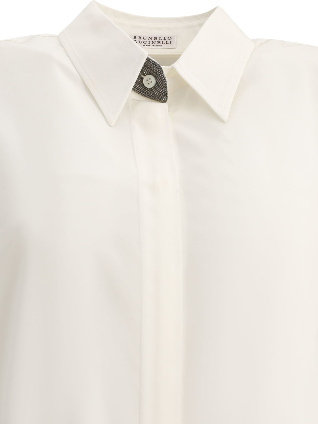 Brunello Cucinelli Crepe De Chine Shirt With Precious Buttonhole Shirts - White | 45b41250ed16039a0362d270e4f5294f8c0685d4