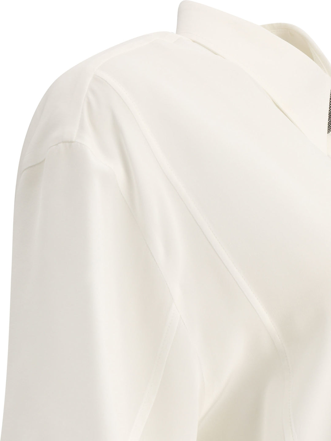 Brunello Cucinelli Crepe De Chine Shirt With Precious Buttonhole Shirts - White | 49068ba1f49a2a717b1e4199d77ba48242c53810