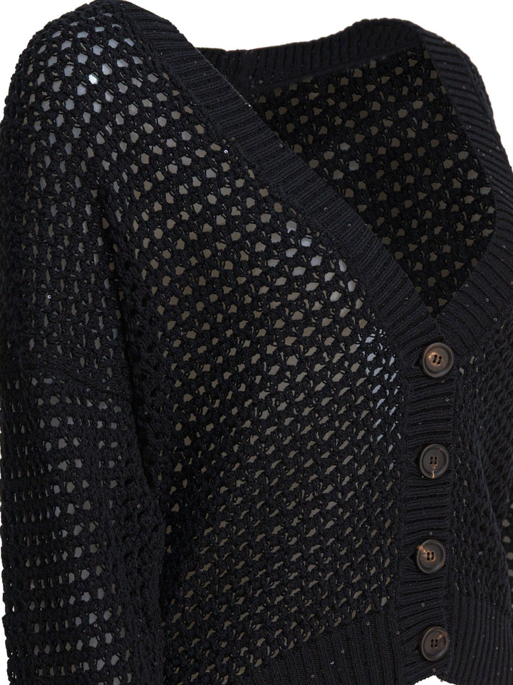 Brunello Cucinelli Cotton Cardigan Knitwear - Black | d70cd302a4a613559124b32543e487dc30ce4020