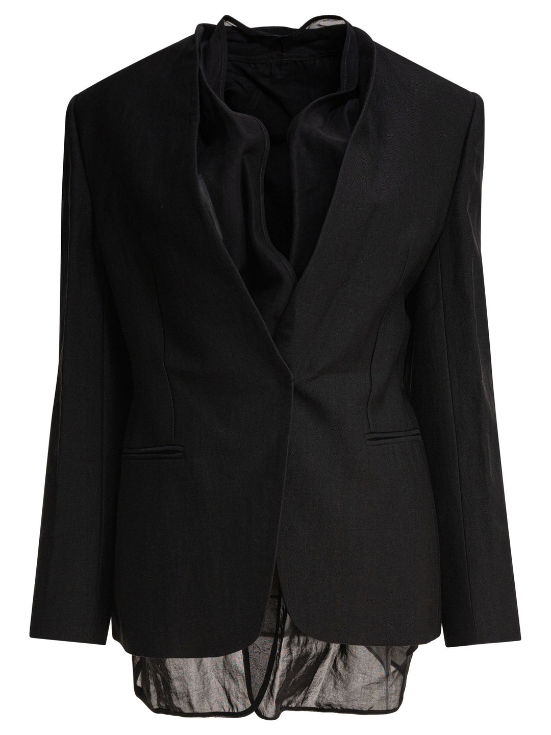 Brunello Cucinelli Blazer With Integrated Tank Top Jackets and Coats - Black | c1615558d264f16f0df920d601ffc0a968740084