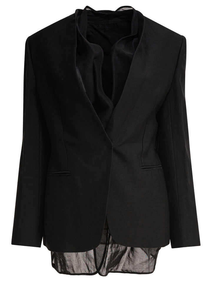Brunello Cucinelli Blazer With Integrated Tank Top Jackets and Coats - Black | c1615558d264f16f0df920d601ffc0a968740084