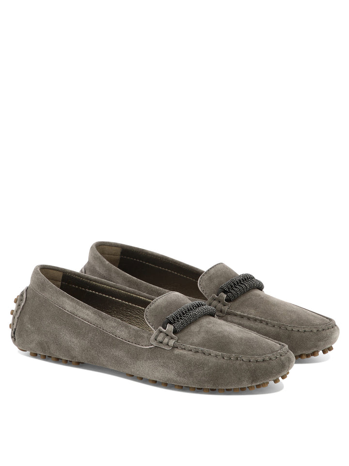 Brunello Cucinelli Suede Loafers With Jewel Detailing Loafers & Slippers - Brown | 1207d603cb9af7c7b8a8eed905dcc44cd48432b2