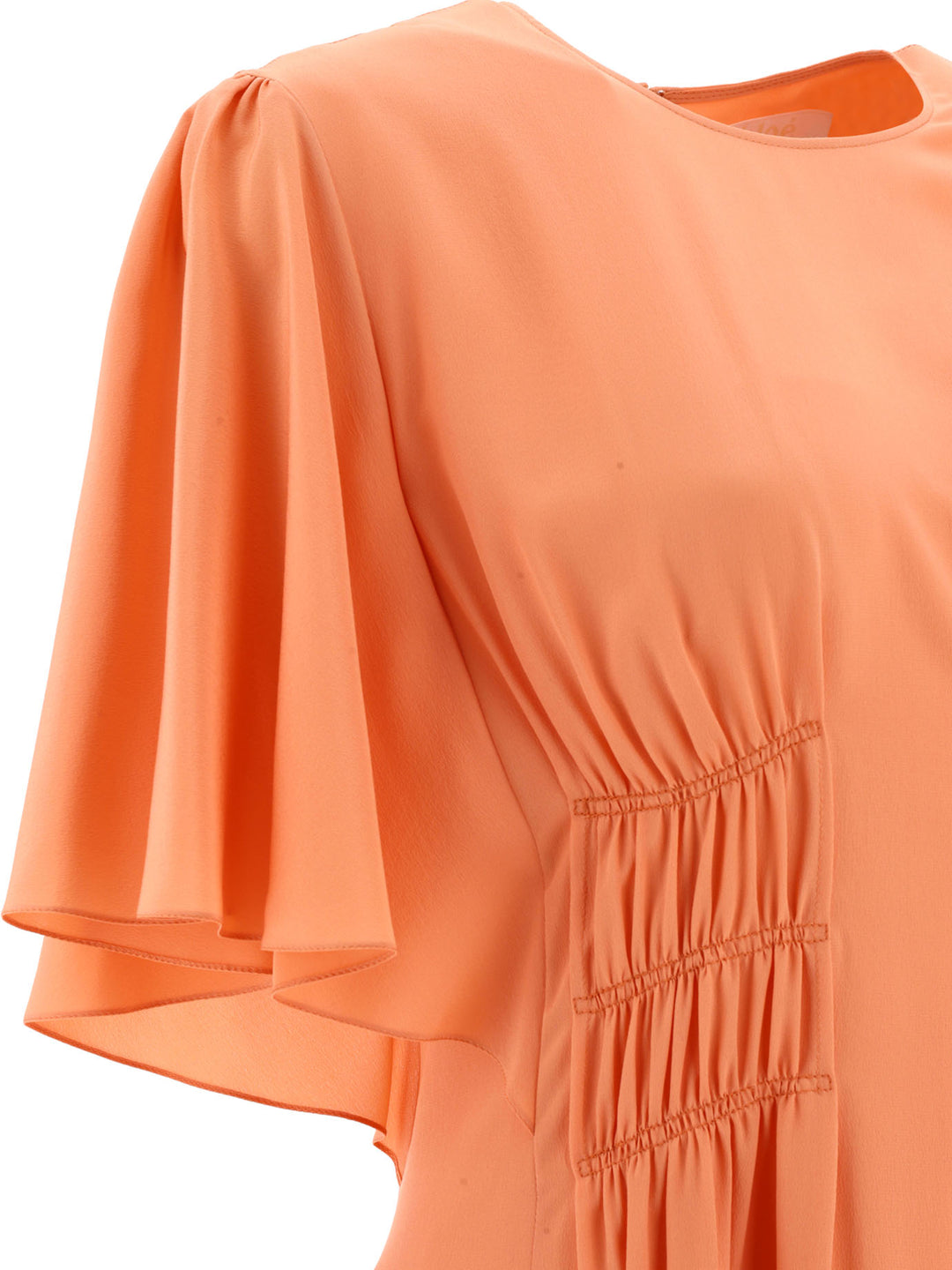 Chloé Draped Midi Dress Dresses - Orange | 71f7f17f6c7074eb8a77e9362e7c5087fdaebf56