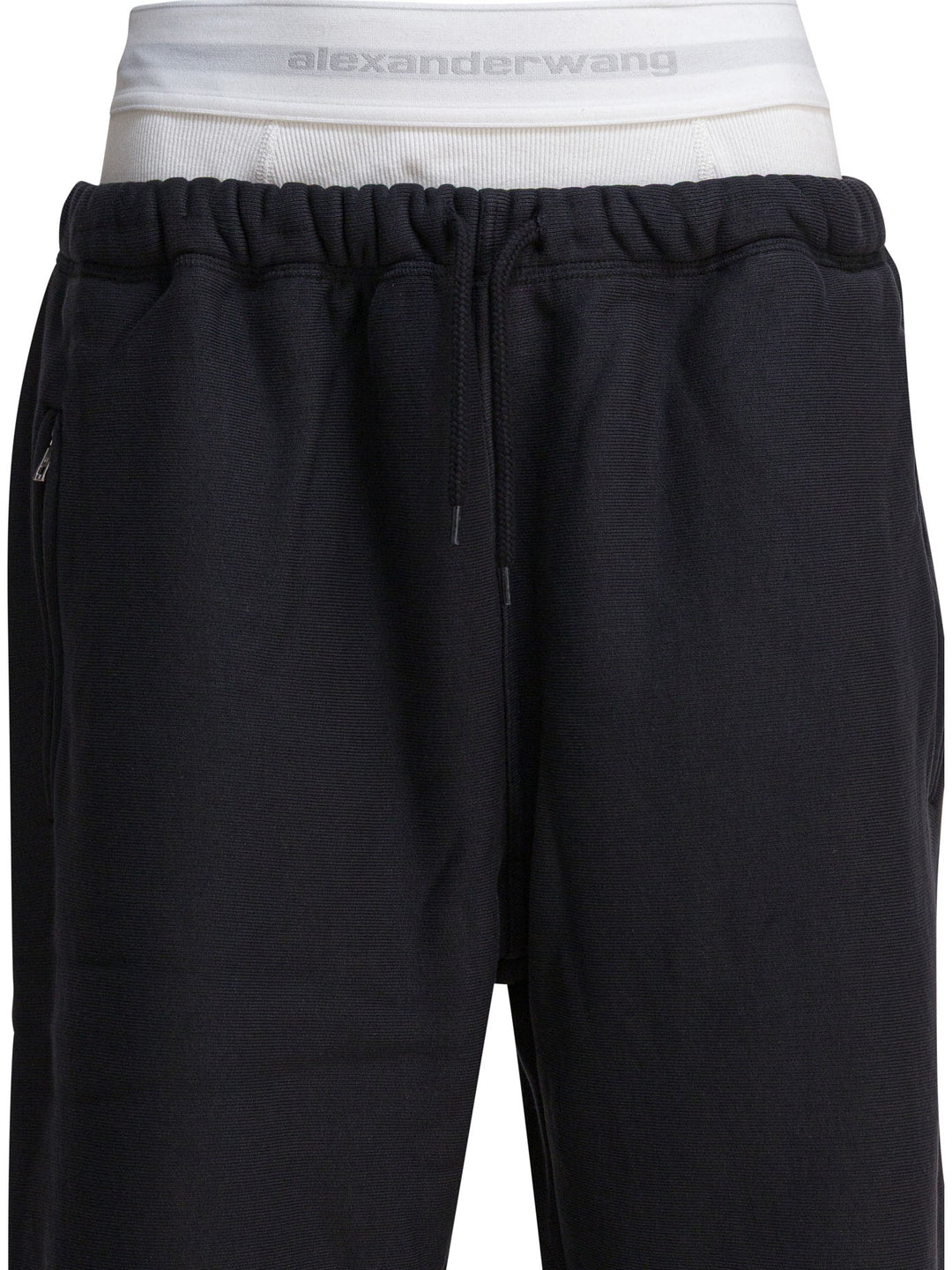 Alexander Wang Wide Leg Sweatpant W/ Logo Elastic Exposed Brief Trousers - Black | afef0338b8bddd592fa099a2532f4ea3ce560736