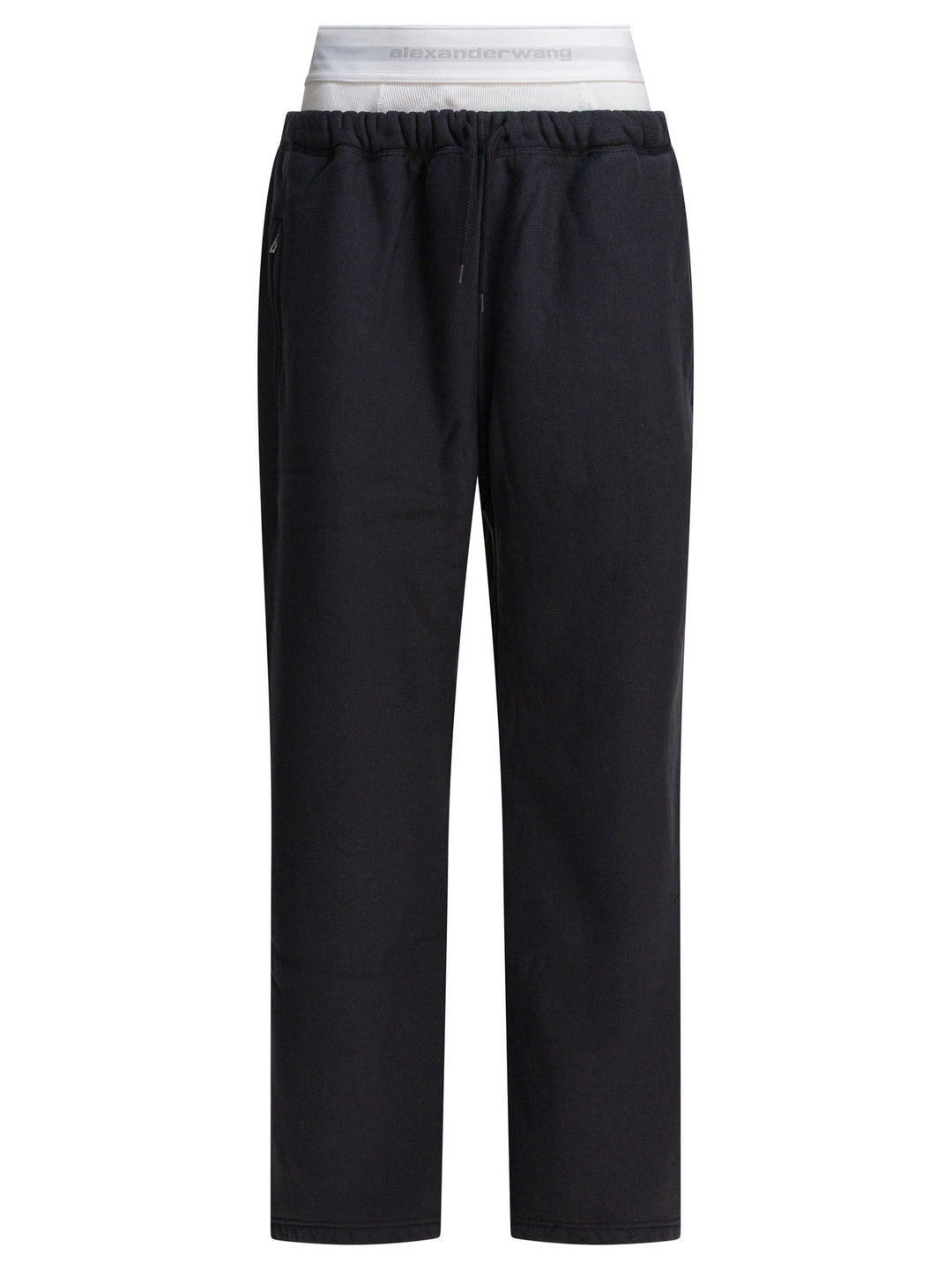 Alexander Wang Wide Leg Sweatpant W/ Logo Elastic Exposed Brief Trousers - Black | 2e9b7e9c5bcba22c565a0032f6a216b4dbf7705a
