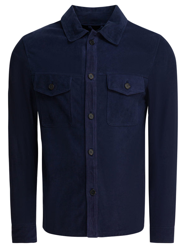 Suede Overshirt Jacket Jackets And Coats Blue