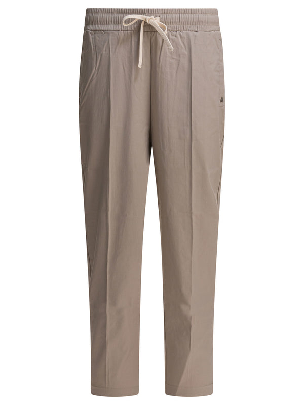 Pants With Elastic Waistband Trousers Beige