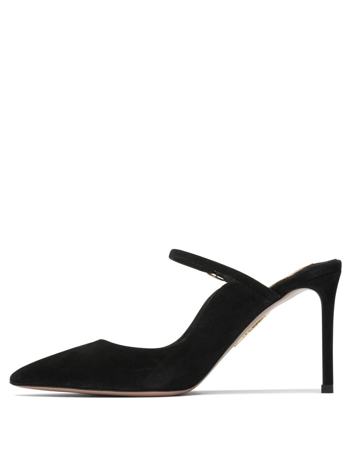 Aquazzura Mary Jane Mule With Heel 80mm Heeled shoes - Black | e1103dc04112e83c5abf43628a73931a89e59f4e