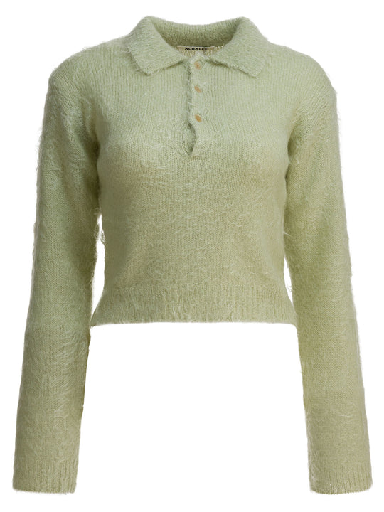 Mohair And Wool Polo Sweater Knitwear Green