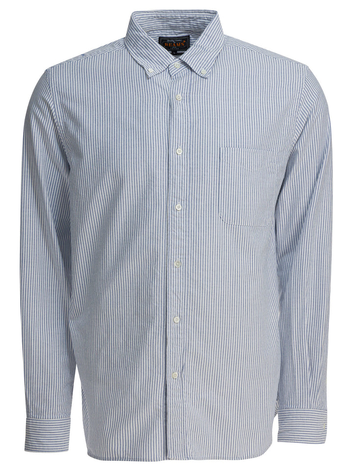 Beams Plus Cotton Striped Shirt Shirts - Blue | e4ed33c522ee8fc32cf7453c128824d30d2def34