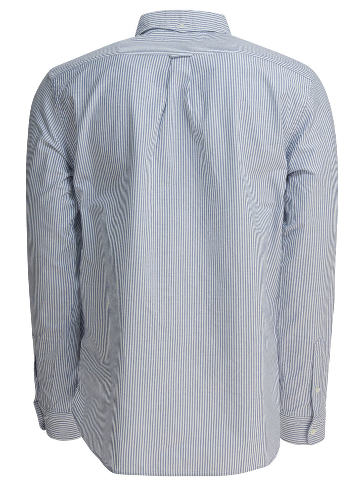 Beams Plus Cotton Striped Shirt Shirts - Blue | db8f3eb818b335adc68645055b1156c5dc7b4a65