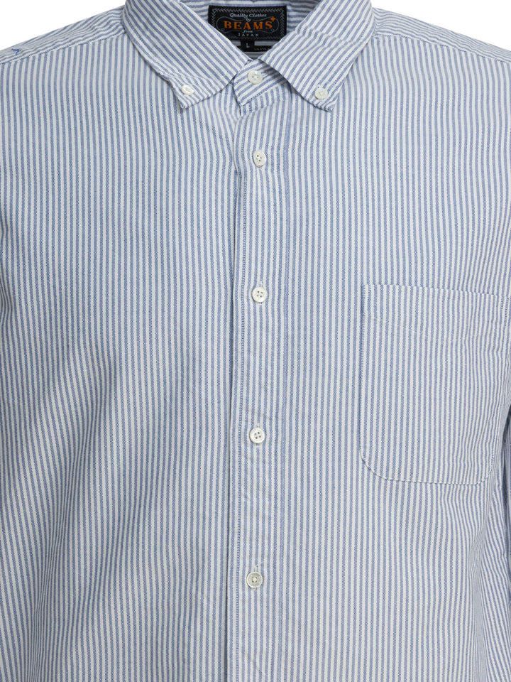 Beams Plus Cotton Striped Shirt Shirts - Blue | aaad8cf8321af09cf73957e017aee07a611b3863