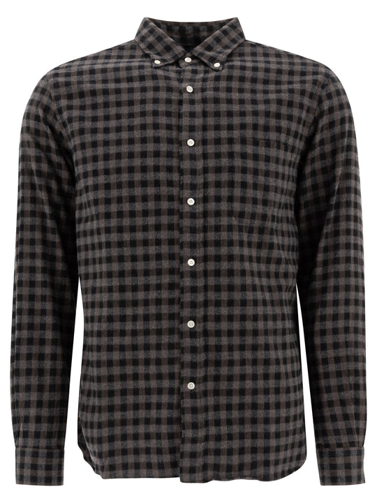 Bd Gingham Check Shaggy Shirts Grey