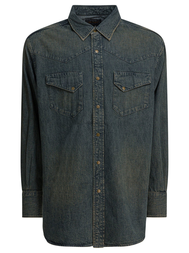 Beams Plus Western Double Dye Shirts - Blue | 9a6ba8a873749546a9d209ba7f05ee7ab48ee59d