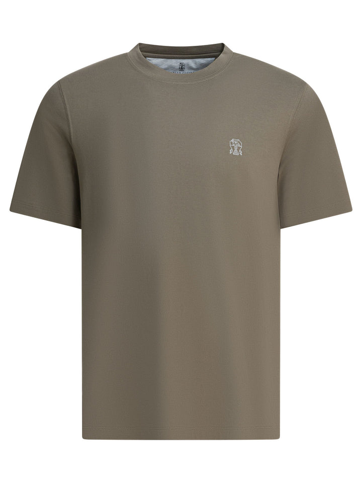 Brunello Cucinelli T-Shirt With Logo T-shirts - Green | 26b09c9cc1d0a856708bcb4cc3c6e7cc40b55da1