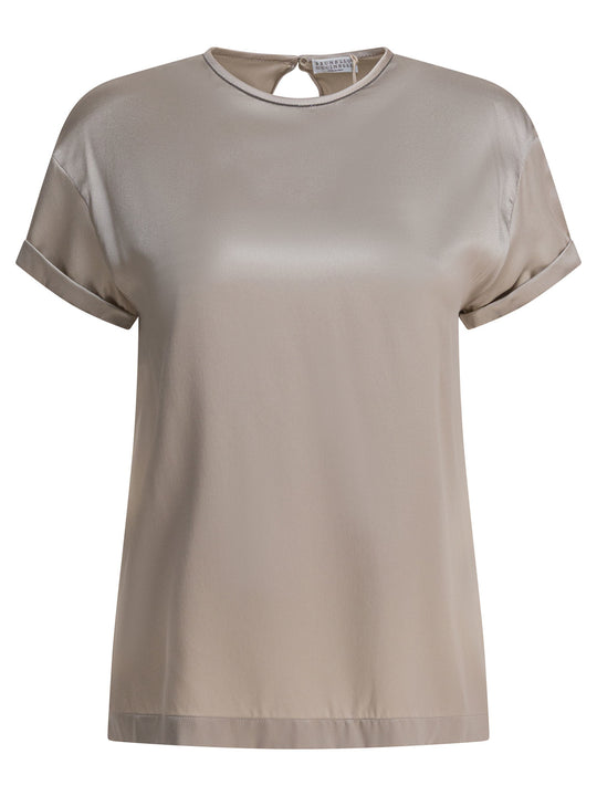 Silk Crewneck T-Shirt T-Shirts Silver