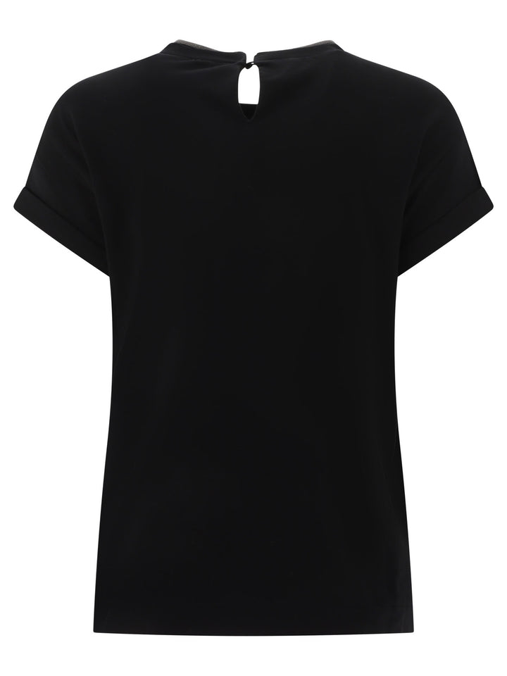 Brunello Cucinelli Cotton Jersey T-Shirt With Precious Faux Layering T-shirts - Black | c6bfed3d59cccba466bab493efd6e8ac0310349d
