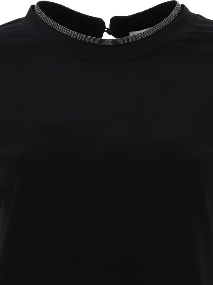 Brunello Cucinelli Cotton Jersey T-Shirt With Precious Faux Layering T-shirts - Black | e5a69d99c472154e3a793d52f5898a7d9520f7fc
