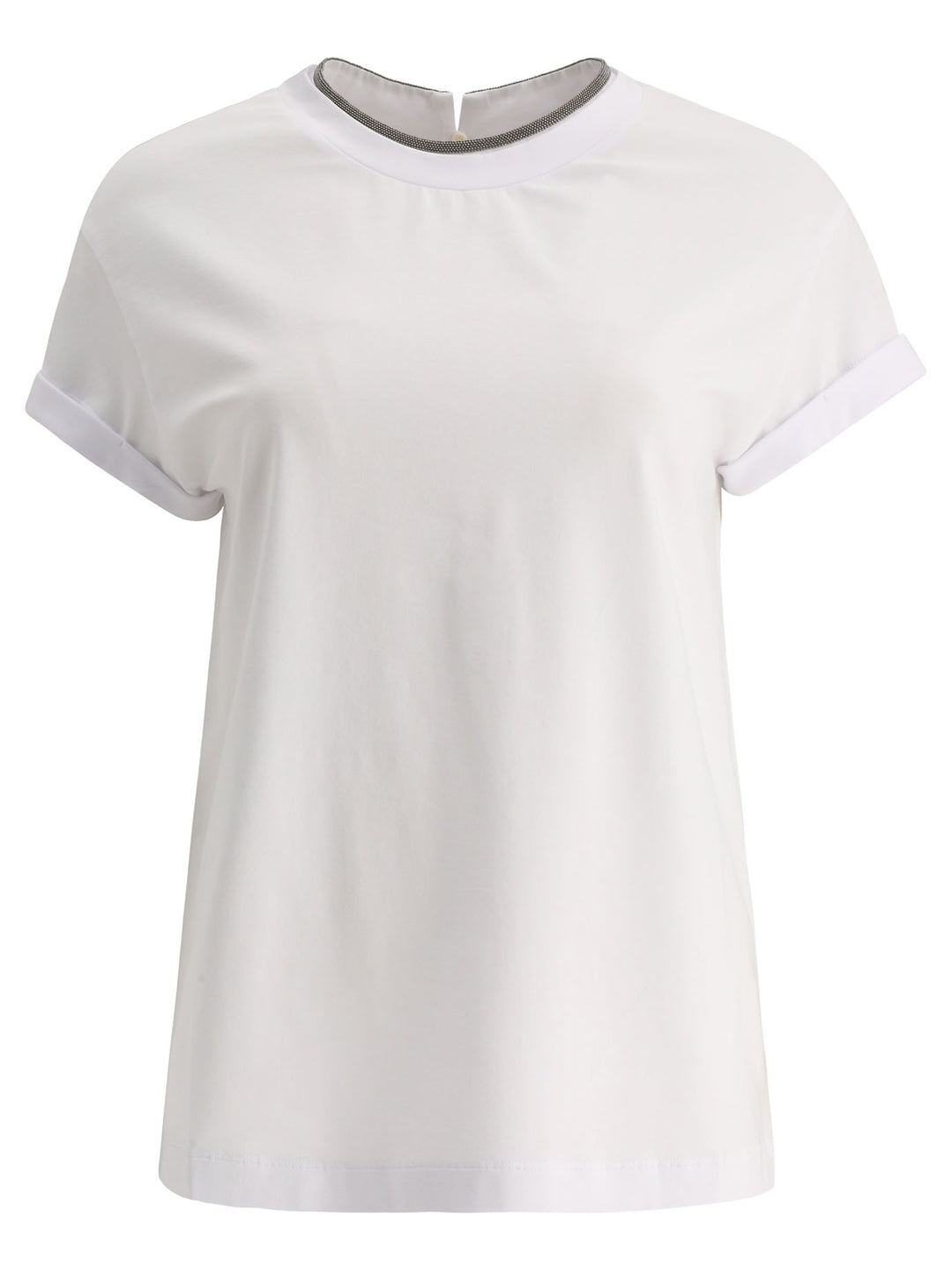 Brunello Cucinelli Cotton Jersey T-Shirt With Precious Faux Layering T-shirts - White | eccff208bac7195e107537fce5930400807ad43a