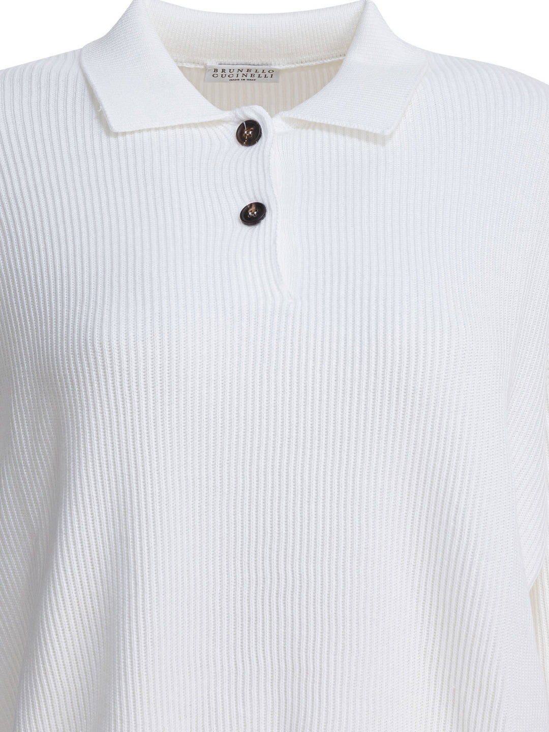 Brunello Cucinelli Cotton Polo Sweater Knitwear - White | c51da9dc6146f7b68fe4625a428f29327d6f5b9f