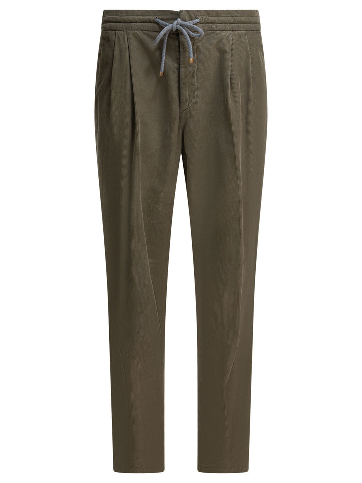 Brunello Cucinelli Leisure Fit Cotton Pants Trousers - Green | ef121486abc4ed2104ff2f536f95e35961dfce37