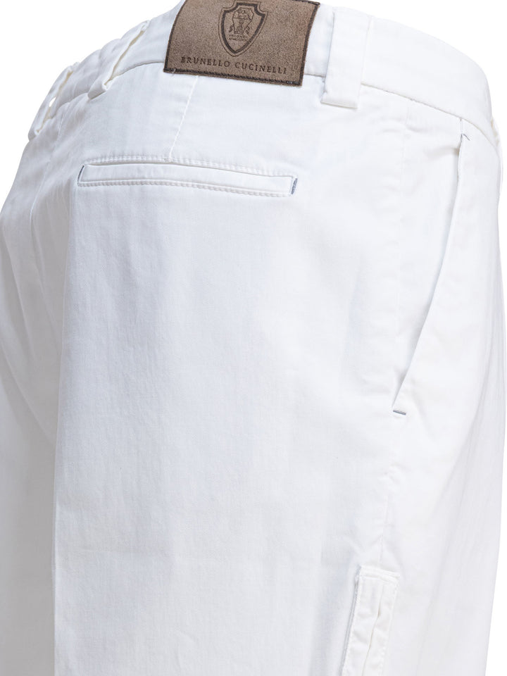 Brunello Cucinelli Cotton Gabardine Pants Trousers - White | 2b1596d170a0beaf0e5d2d66349aad59bb4fe145
