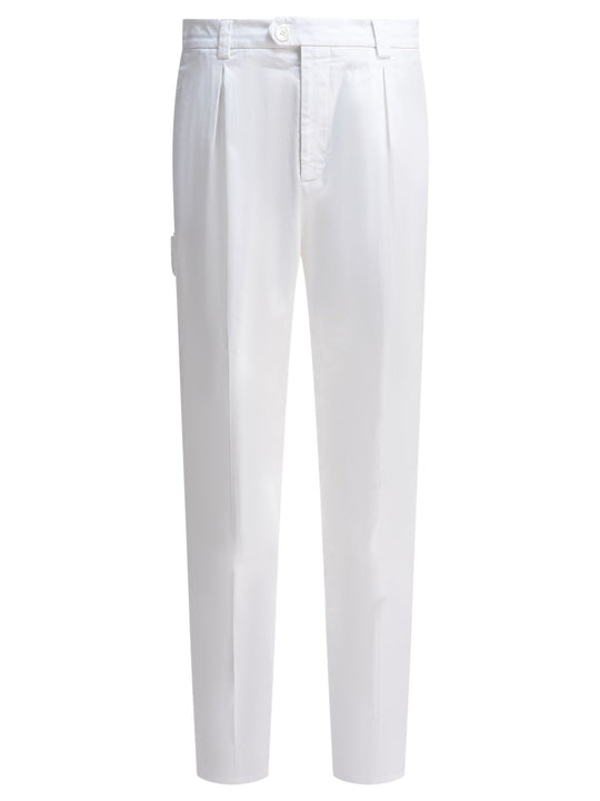 Cotton Gabardine Pants Trousers White