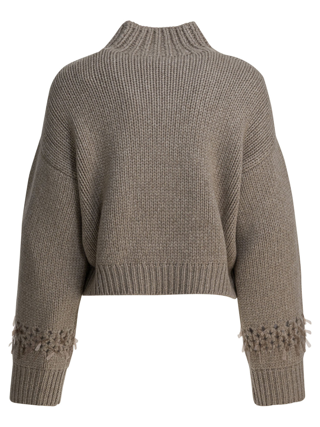 Brunello Cucinelli Embellished Cashmere Crewneck Sweater Knitwear - Brown | 56ca7eaacad39d5dc8acffa3351ef2375f0e9b7c
